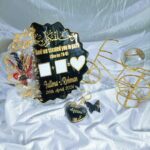 Customized resin wedding black floral theme thumb platter