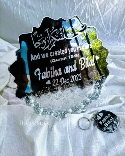 Customized resin black and silver theme anniversary platter